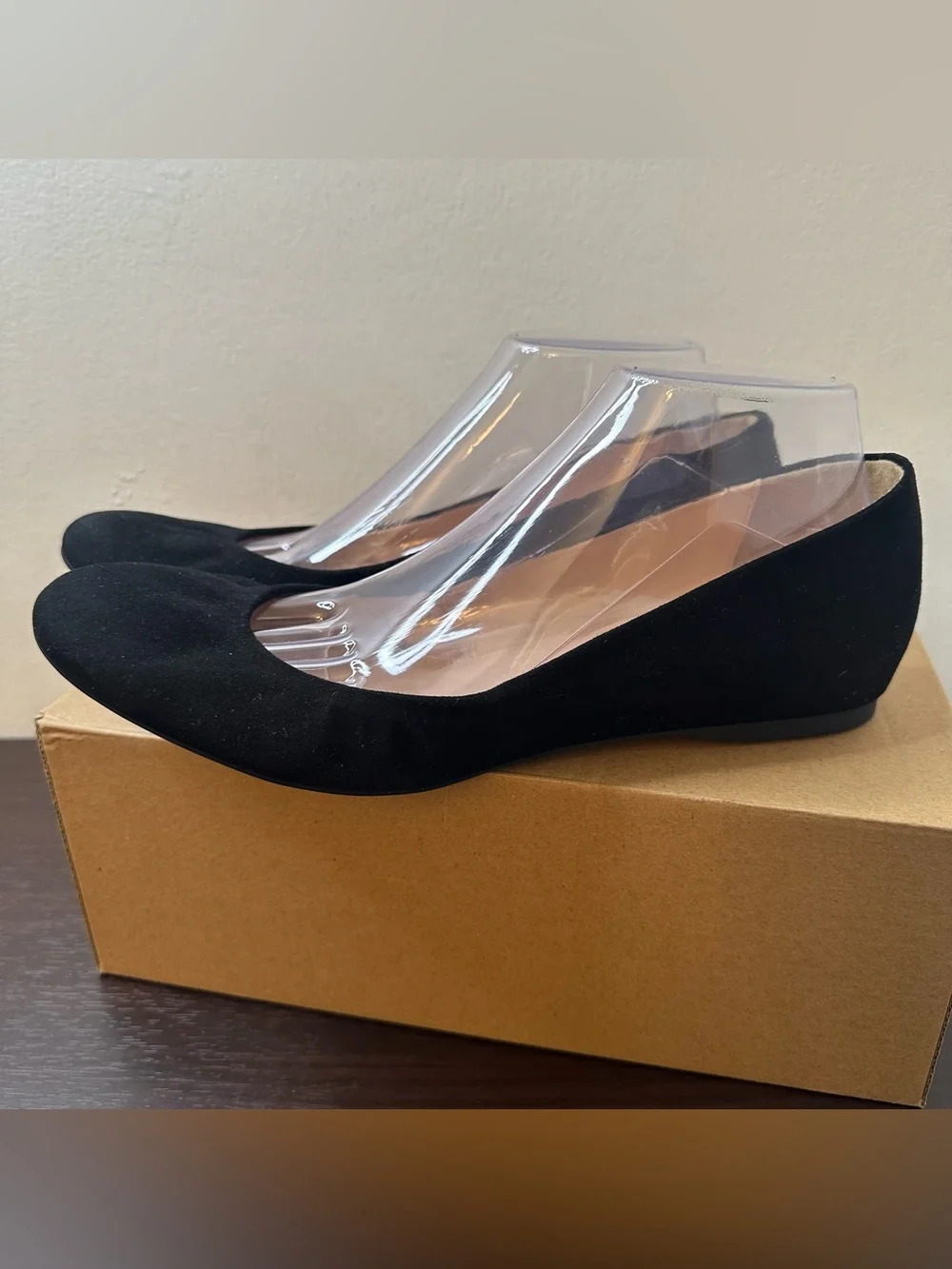 J. CREW Black Suede Round Toe Slip-On Ballet Flats, US 10.5 Classic Capsule, New